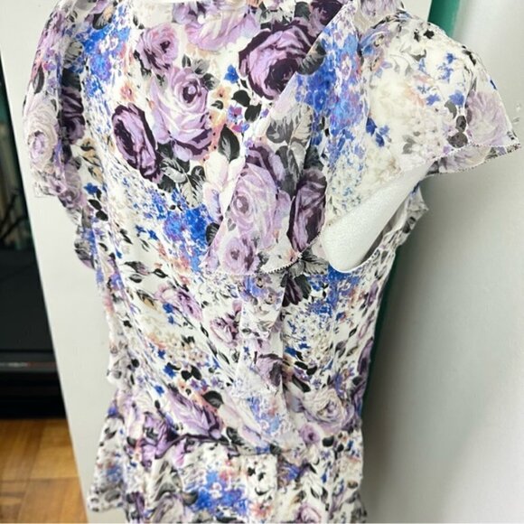 Parker Gabriella Floral Silk Ruffle Dress Small - Picture 5 of 9